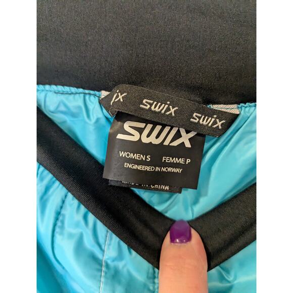 SWIX Cross Country Ski Mini Puffer Skirt Black Turquoise Womens Size Small - Picture 2 of 9
